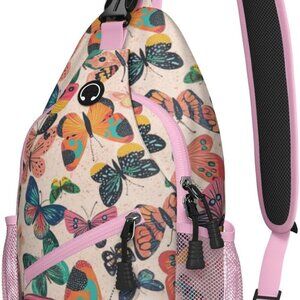 Elegant Butterfly Printed Sling Bag - Adjustable Crossbody Backpack for All